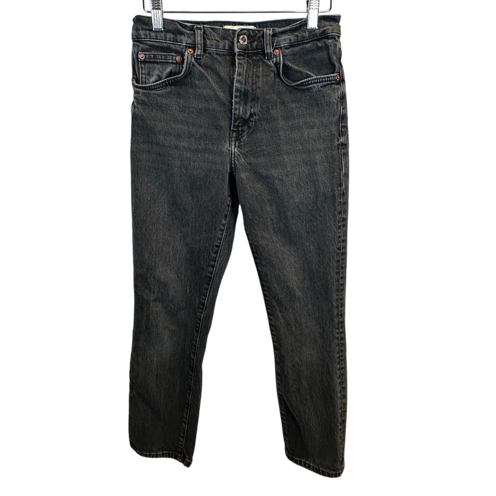 Zara Premium Denim Collection High Rise Acid Wash Jeans Gray USA 4 MEX 26 Black